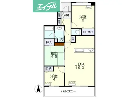 アウルステージ伊島北町(3LDK/3階)の間取り写真
