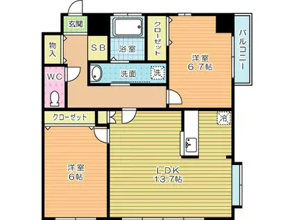 FELT515(2LDK/5階)の間取り写真