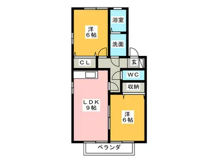 フィオーレ(2LDK/2階)の間取り写真
