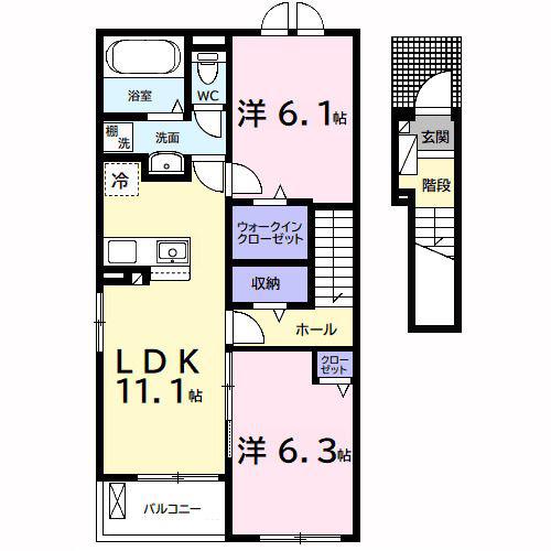 フェアリーA(2LDK/2階)の間取り写真
