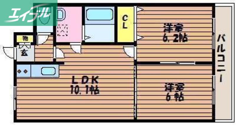 ホワイトストーン白石(2LDK/6階)の間取り写真