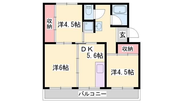 ビレッジハウス志染(2LDK/2階)の間取り写真