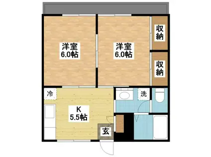 ガーデンハイツII(2DK/3階)の間取り写真