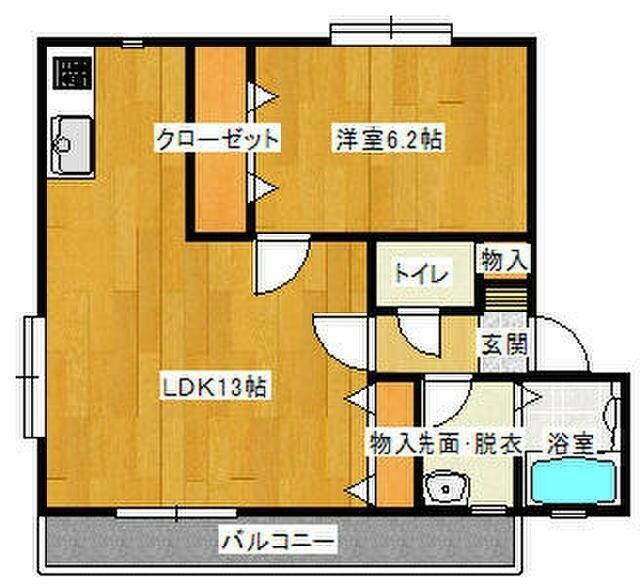 ウィズ都北(1LDK/2階)の間取り写真