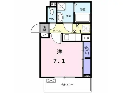 カントリー千現(1K/2階)の間取り写真