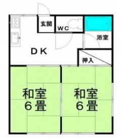 野原第2コーポ(2DK/1階)の間取り写真