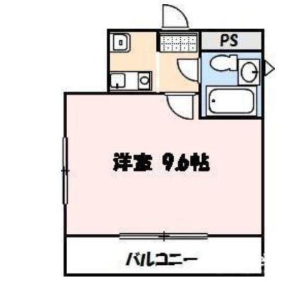 コーポリバーサイド(1K/2階)の間取り写真