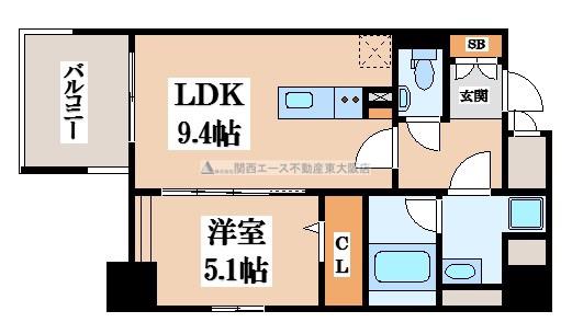 プレミアム菱屋西(1LDK/4階)の間取り写真