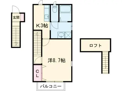 ビラエルム(1K/2階)の間取り写真