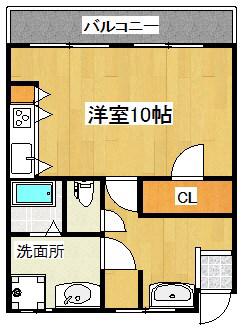 かぎ屋ビル(1K/4階)の間取り写真