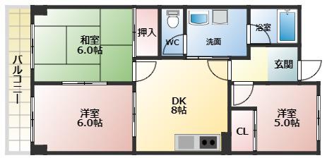 グレースコート青葉丘(3DK/3階)の間取り写真