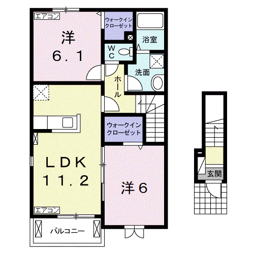 プリエール II(2LDK/2階)の間取り写真