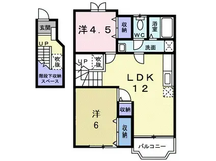 ボヌール(2LDK/2階)の間取り写真