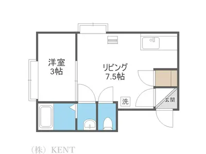 フロンティア宮の沢B(1DK/3階)の間取り写真