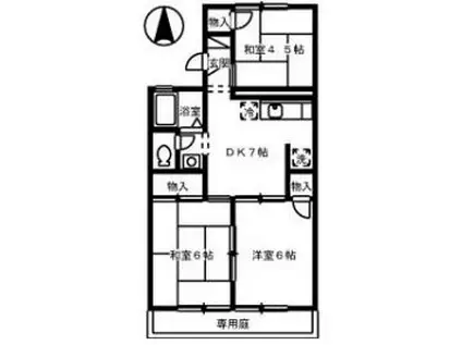 セジュール三島B棟(3DK/1階)の間取り写真