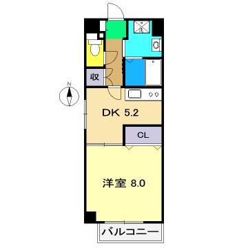 エルフィーノ(1DK/3階)の間取り写真