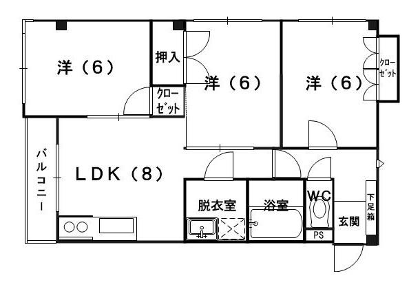 モンシャレ(3LDK/2階)の間取り写真
