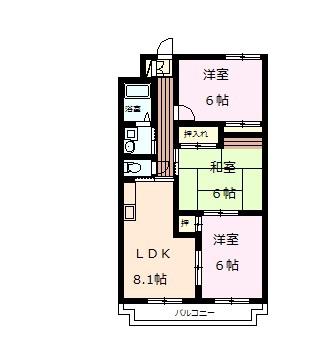 スカイマンション幾久富(3LDK/3階)の間取り写真