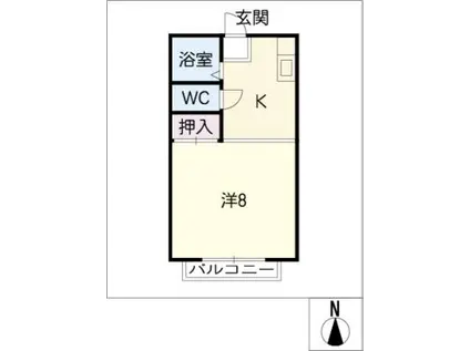 コーポ赤門(1DK/2階)の間取り写真