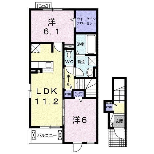 グラン シャリオ II(2LDK/2階)の間取り写真