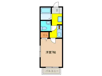 キャッスルビューきざし(1K/2階)の間取り写真