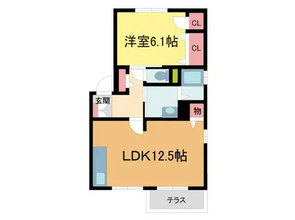 フォーレス御影(1LDK/1階)の間取り写真