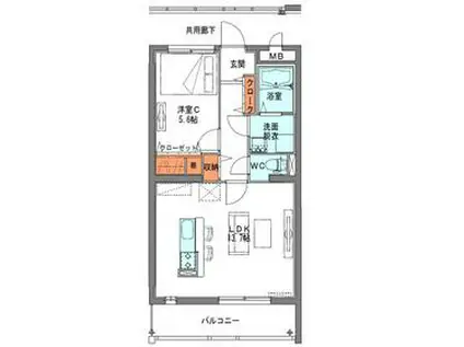 グランヴェルジュ(1LDK/1階)の間取り写真