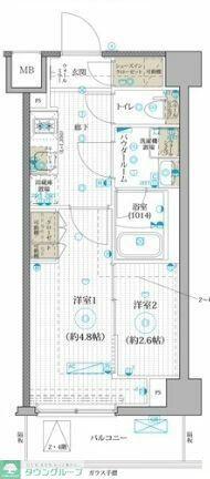 マキシヴCROSお花茶屋(1DK/2階)の間取り写真