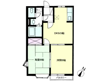 メゾンドール末広(2DK/1階)の間取り写真