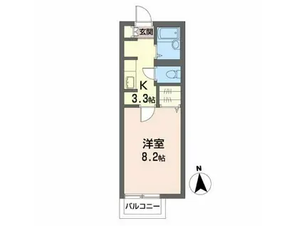 フォンティーヌ(1K/2階)の間取り写真