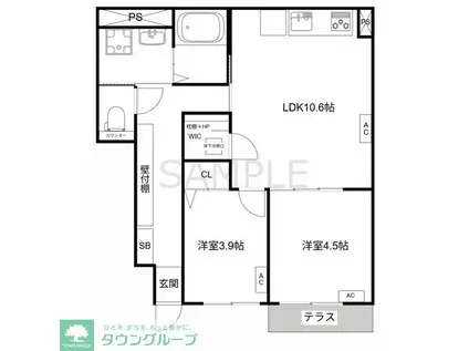 MQUARTO三郷中央(2DK/1階)の間取り写真