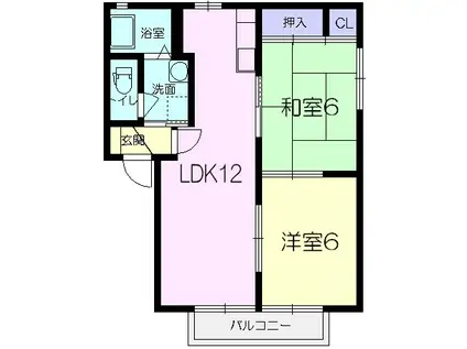 エレガンスN (2LDK/1階)の間取り写真