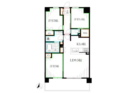 トラープランド蒼麗館(3LDK/3階)の間取り写真