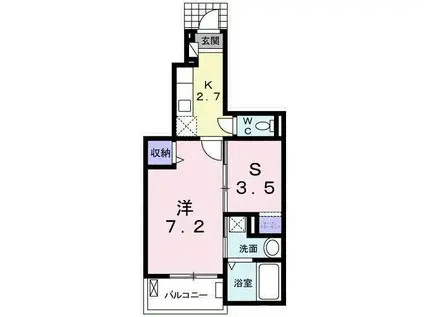 サンリット アインツ YUA(1K/1階)の間取り写真