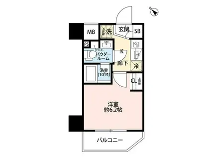 プレール・ドゥーク川口並木(1K/6階)の間取り写真