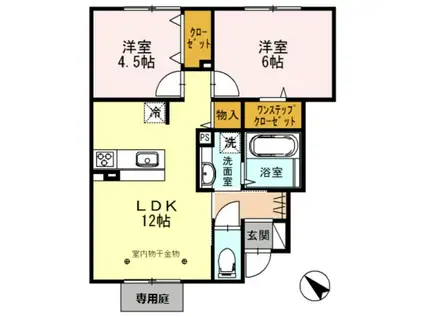 サフラン(2LDK/1階)の間取り写真