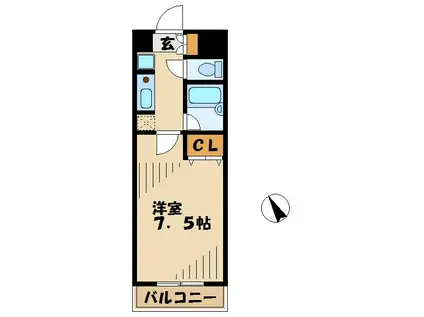 ルピナス1(1K/2階)の間取り写真