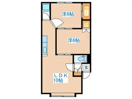 ウエストパレス(2LDK/3階)の間取り写真