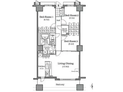 ザ・レジデンス本牧 横浜ベイサイド(3LDK/11階)の間取り写真