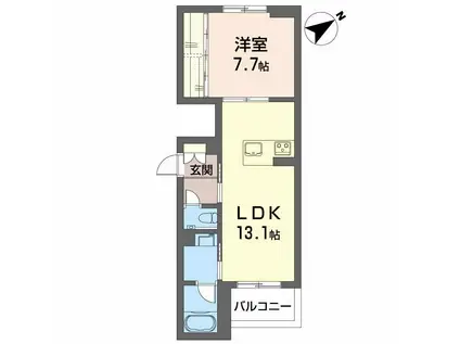 エクラソーレ(1LDK/2階)の間取り写真