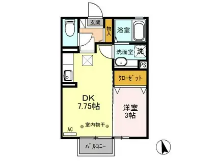 グランサリックスD(1DK/1階)の間取り写真