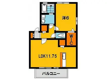 プレフェリートA棟(1LDK/2階)の間取り写真