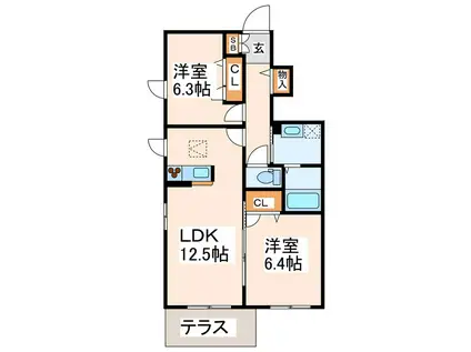 シャーメゾン須屋II(2LDK/1階)の間取り写真