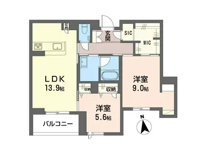 エーゲリア(2LDK/2階)の間取り写真