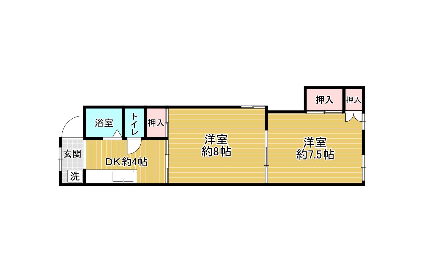広洋第一コーポ(2DK/1階)の間取り写真