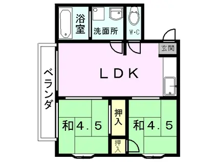 峠ハイツ(2LDK/1階)の間取り写真