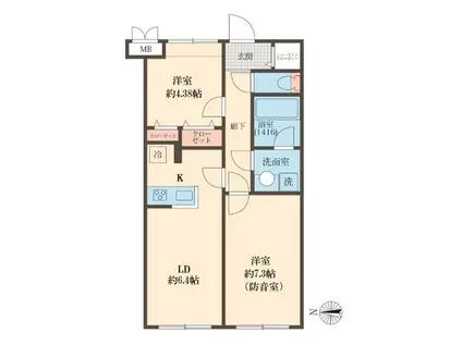 VORT沼袋RESIDENCE(2LDK/1階)の間取り写真