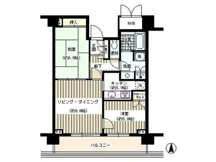 イーストコモンズ清澄白河パークフラッツ(2LDK/5階)の間取り写真