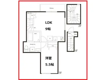 ルナコート小岩(1LDK/3階)の間取り写真