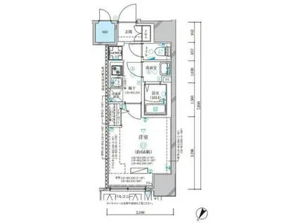 ディアレイシャス名古屋中村公園II(1K/4階)の間取り写真